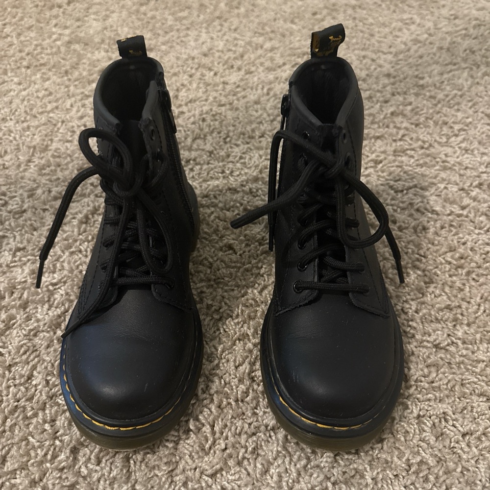Kids Black Leather Boots